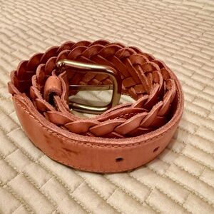 DKNY Braided Leather Belt in Tan